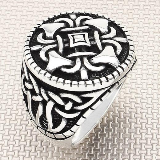 Gothic Design Men Ring 925 Sterling