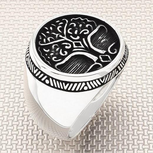 Tree of Life Design Men Ring 925 Sterling