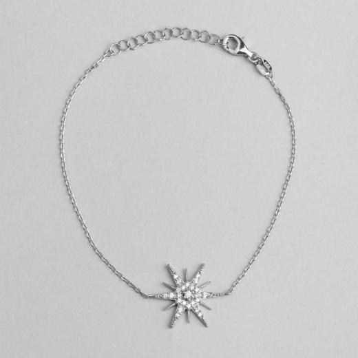 Silver Bracelet Star Design Zircon Stone 925 Sterling
