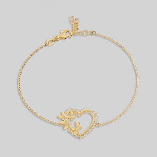 Silver Bracelet Heart and Butterfly Design Zircon Stone 925 Sterling