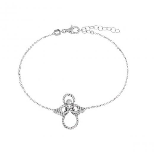 Silver Bracelet Angel Design Zirconia 925 Sterling 