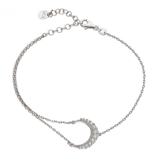 Silver Bracelet Moon Design Zirconia 925 Sterling