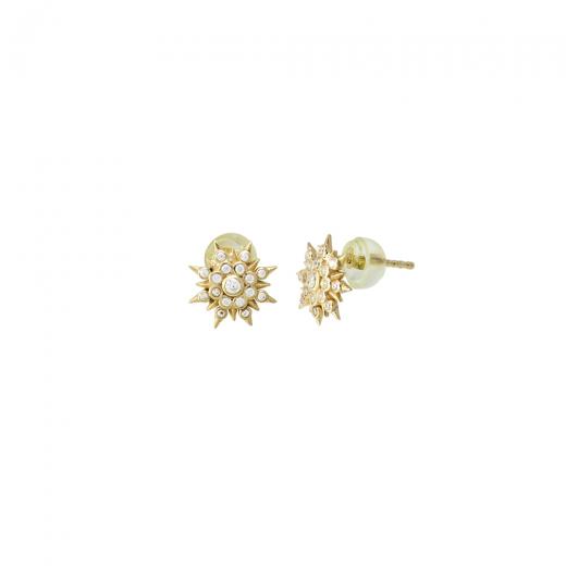 Silver Earring Flower Design Zircon Stone 925 Sterling