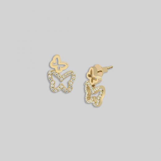 Silver Earring Butterfly Design Zircon Stone 925 Sterling 