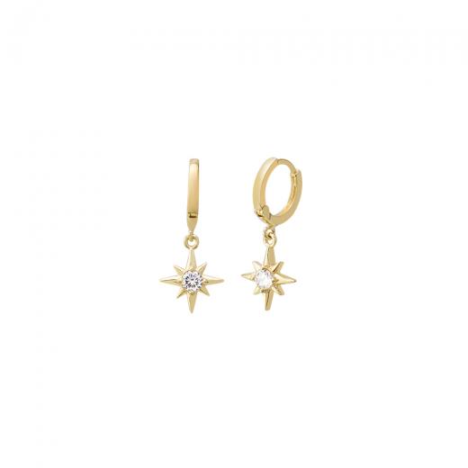 Silver Earring Pole Star Design Zircon Stone 925 Sterling