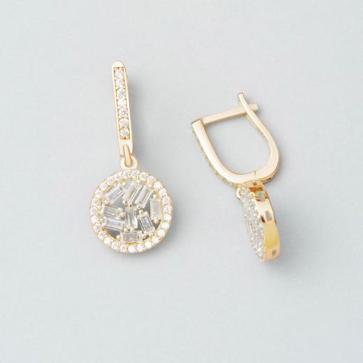 Silver Earring Baguette Design Zircon Stone 925 Sterling