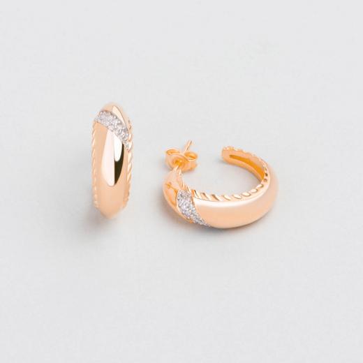 Silver Earring Minimal Hoop Design Zircon Stone 925 Sterling