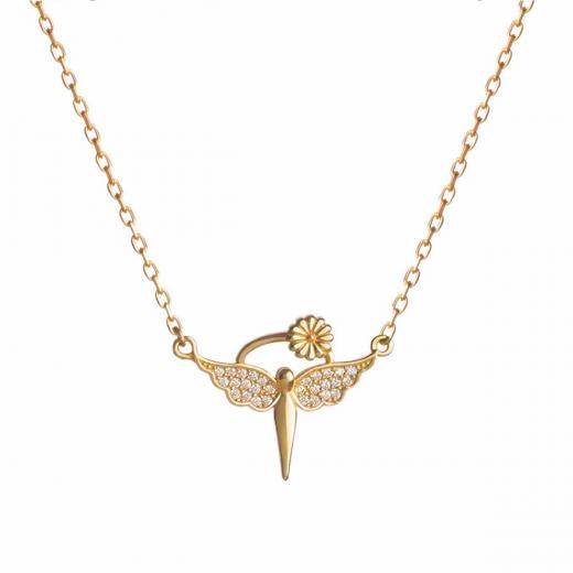 925 Sterling  Silver Necklace Angel Design Zirconia
