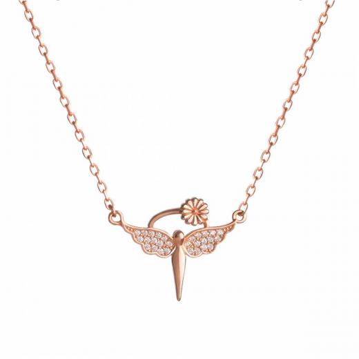 Silver Necklace Angel Design Zirconia 925 Sterling 