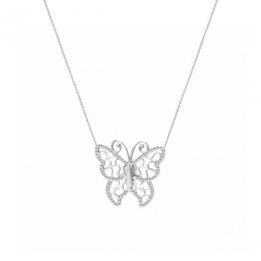 925 Sterling Silver Necklace Butterfly Design Zircon Stone