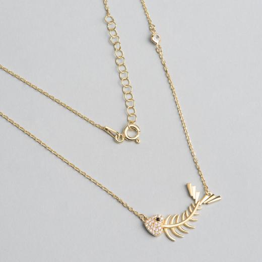 925 Sterling Silver Necklace Fish Design Minimal