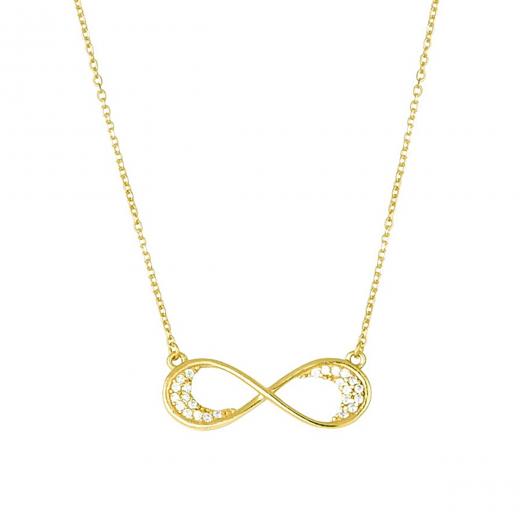 925 Sterling Silver Necklace Infinity Design Zirconia