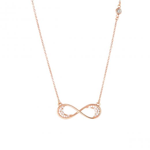 925 Sterling Silver Necklace Infinity Design Zirconia