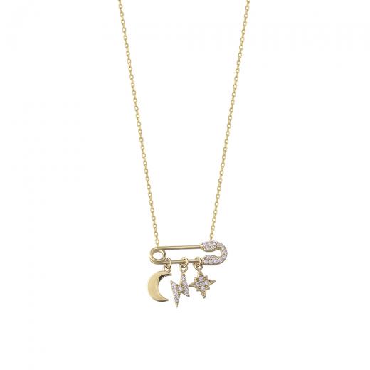 925 Sterling Silver Necklace Minimal Design Zircon Stone