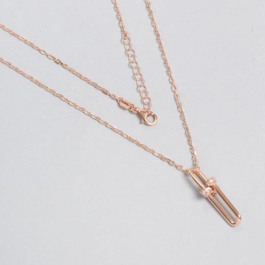 925 Sterling Silver Necklace Minimal Design Zircon Stone