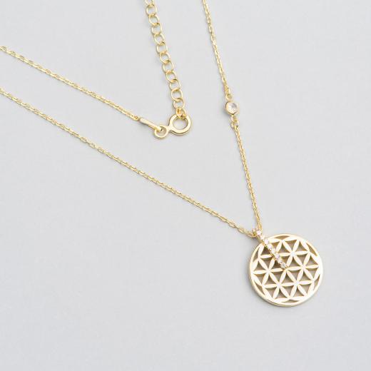 925 Sterling  Silver Necklace Special Design Flower of Life Symbol