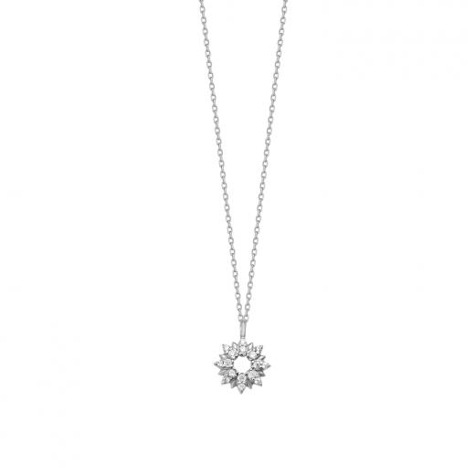 925 Sterling Silver Necklace Flower Design Zircon