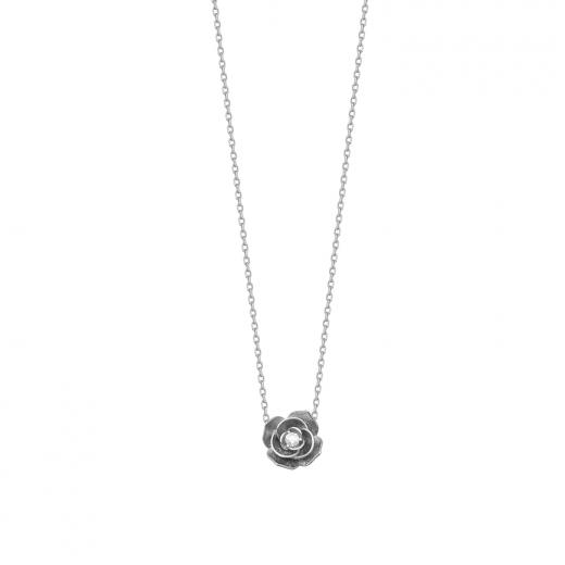 925 Sterling Silver Necklace Flower Design Zircon