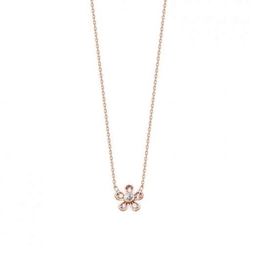 925 Sterling Silver Necklace Flower Design Zircon