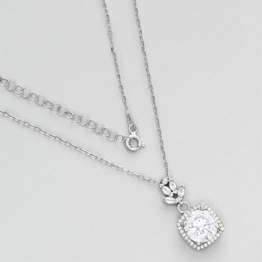 925 Sterling Silver Square Cut Minimal Design Necklace