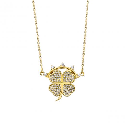 925 Sterling Silver Necklace Four Leaf Clover Symbol Special Design