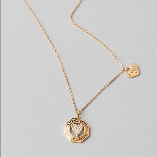 925 Sterling Silver Necklace Heart Design Zircon Stone