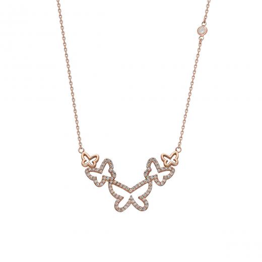 925 Sterling Silver Necklace Butterfly Design Zirconia
