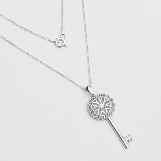 925 Sterling Silver Necklace Key Design