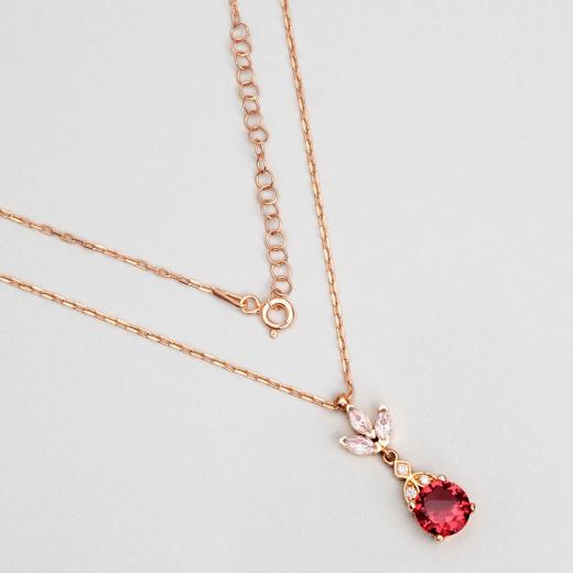 925 Sterling Silver Necklace with Ruby Color Stone