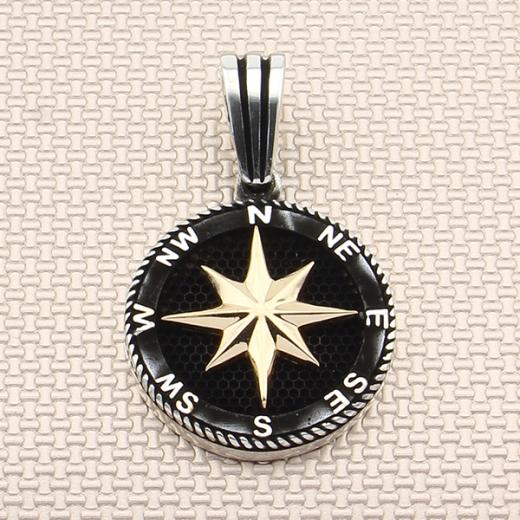 Compass Design Men Pendant 925 Sterling