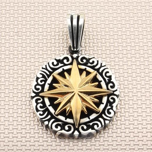 Compass Design Men Pendant 925 Sterling