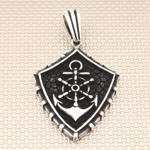 Anchor and Helm Design Men Pendant 925 Sterling 