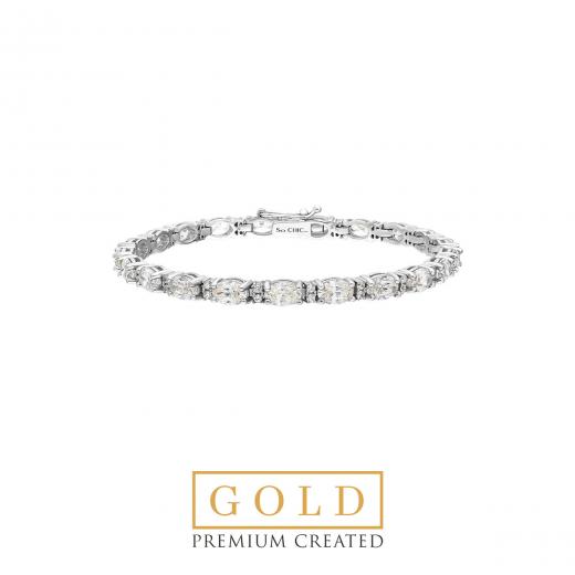 Premium Created  Special Cut Stone 14K White  Gold Bracelet