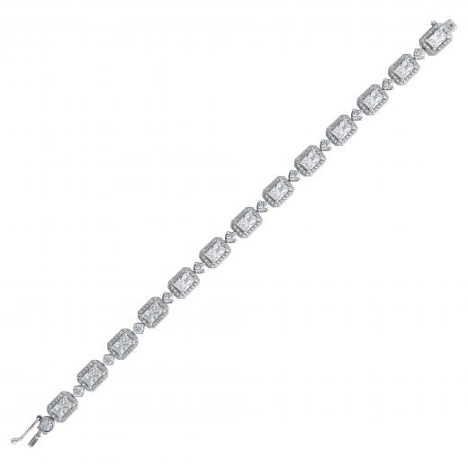 Premium Created  Special Cut Stone 14K White  Gold Bracelet