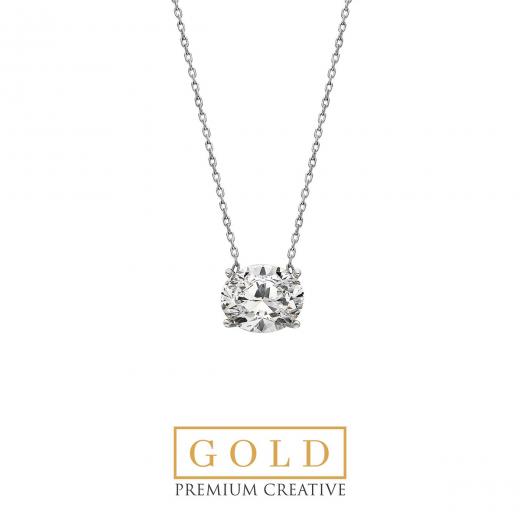 Premium Created Special Cut Stone 14K White Gold Necklace