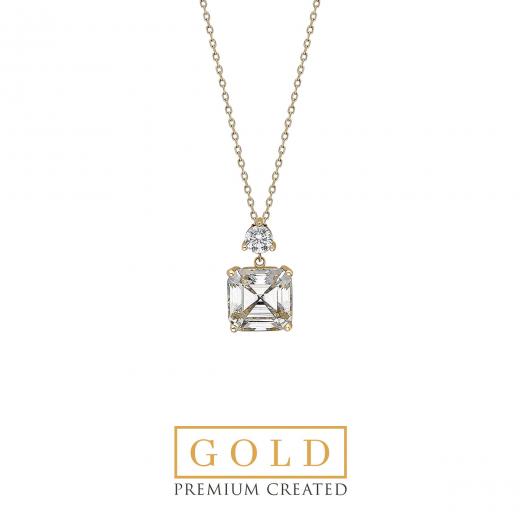 Premium Created Special Cut Stone 14K Gold Necklace