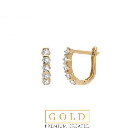 Premium Created Special Cut Stone 14K Gold Earrings