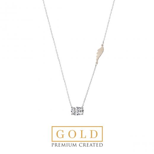 Premium Created  Special Cut Stone 14K White Gold Necklace