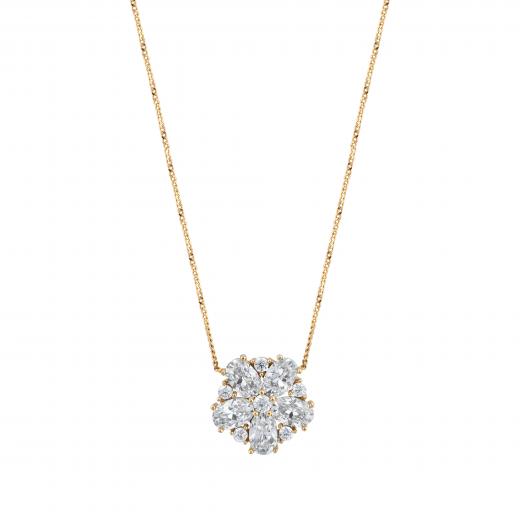 Premium Created  Special Cut Stone 14K  Gold Necklace