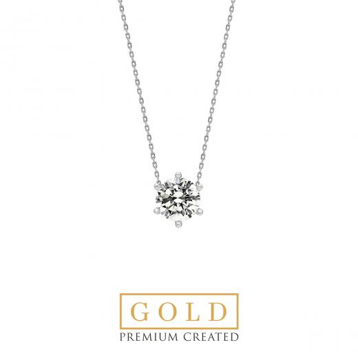 Premium Created Special Cut Stone 14K White Gold Necklace