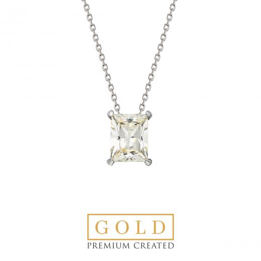 Premium Created  Special Cut Stone 14K White Gold Necklace