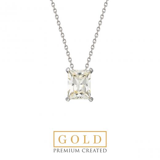 Premium Created  Special Cut Stone 14K White Gold Necklace