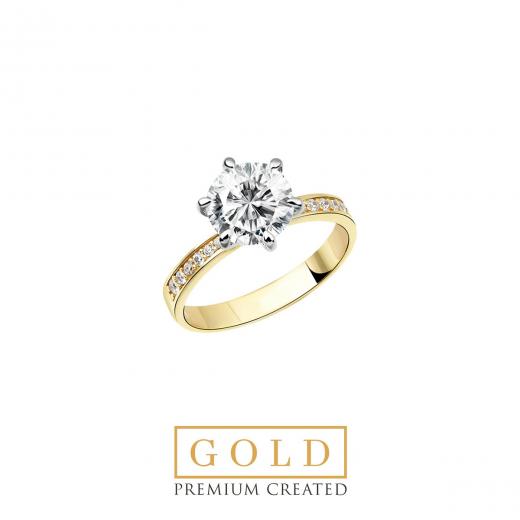 Premium Created Special Cut Stone 14K Gold Ring