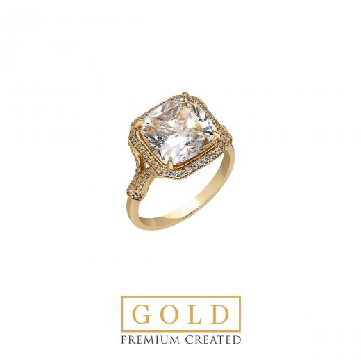 Premium Created Special Cut Stone 14K Gold Ring