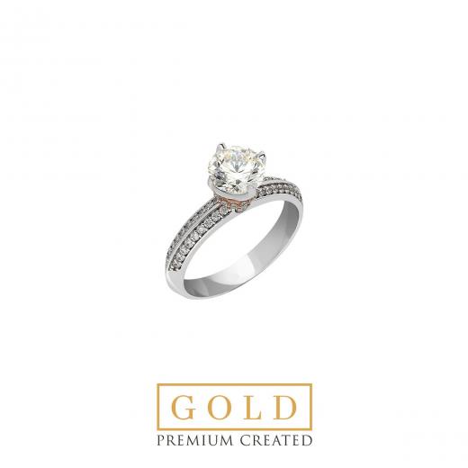 Premium Created Special Cut Stone 14K Gold Ring