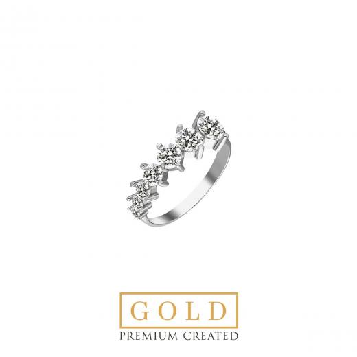 Premium Created  Special Cut Stone 14K White  Gold Ring