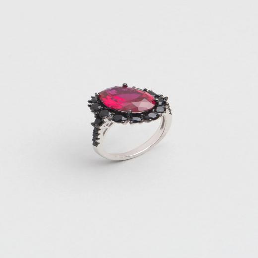 Silver Design Created Ruby Stone 925 Sterling Ring
