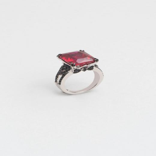 Silver Ring Created Ruby Stone 925 Sterling 