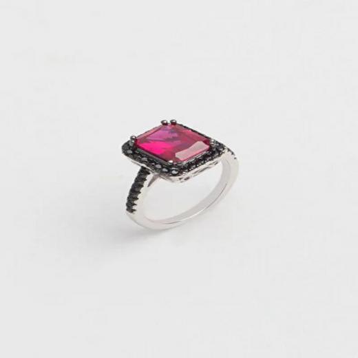 Silver Design Created Ruby Stone 925 Sterling Ring