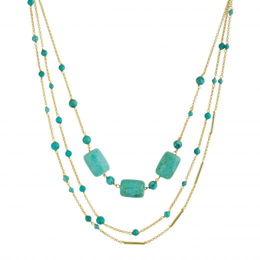 Silver Necklace Turquoise Collection Layered Design 925 Sterling